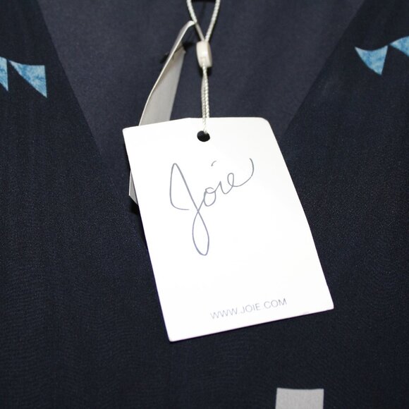 Joie NWT 100% Silk Navy Colorful Layered Cocktail Midi Dress Sheer Ruffles 8 M - Picture 8 of 13